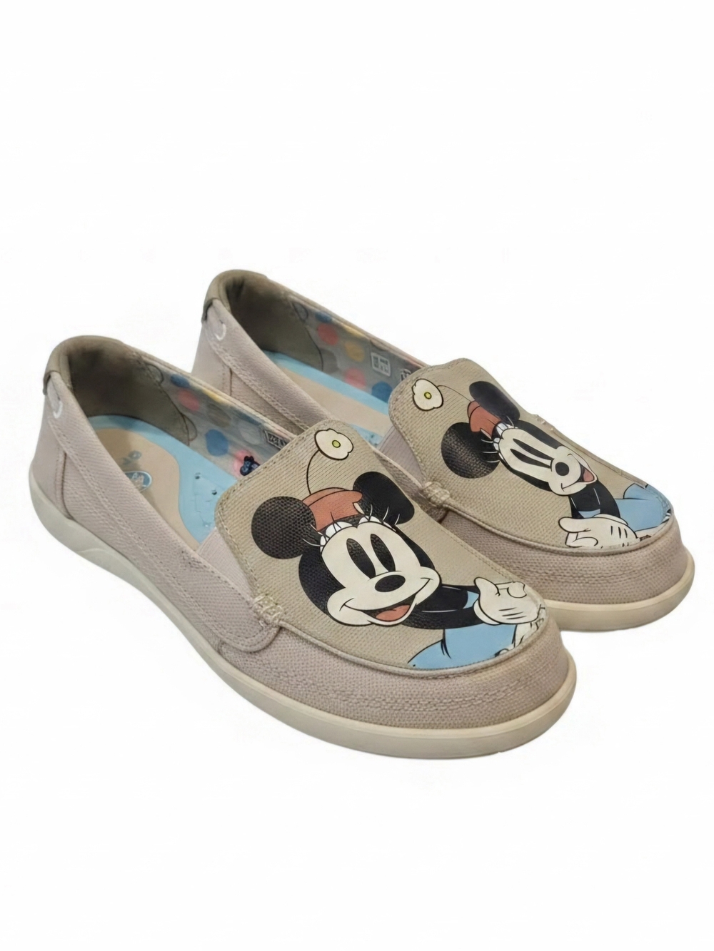Crocs Disney Minnie Mouse Walu Canvas Loafers Slip On Shoes Sz 7